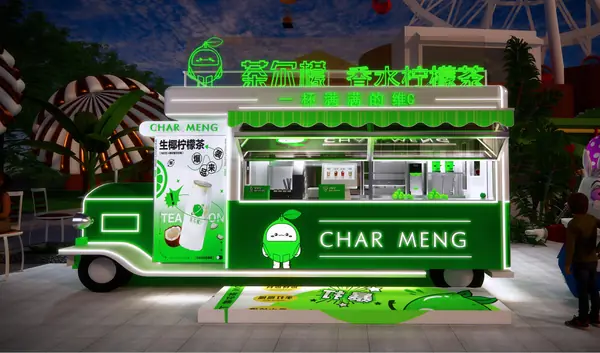 Mobile drinks cart design rendering 311 — pop-up unit (design for a trainee's shop)
